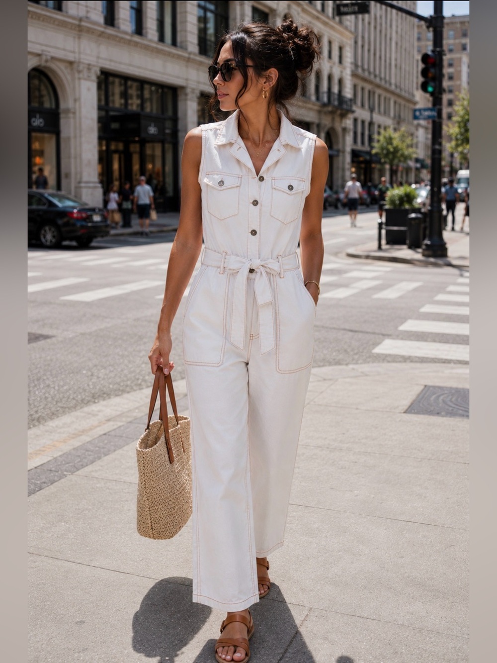 Jessica Simpson White Jean Jumpsuit